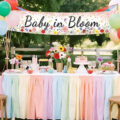 Baby in Bloom Baby Shower Banner, Spring Baby Shower Decorations, Large 70.8x13 - Image 3