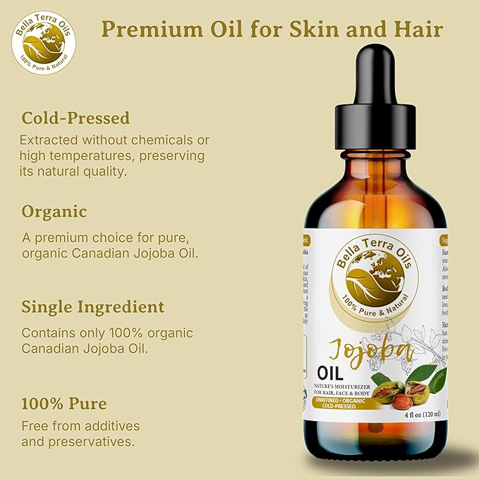 Bella Terra Oils Pure Golden Jojoba Oil – 1gallon, Cold Pressed, Non-GMO, Versatile Beauty Care – 1gallon, Perfect for Hair, Skin, and Nails