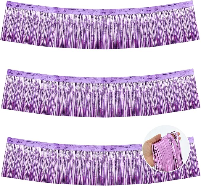 BEISHIDA Light Purple Fringe Garland Banner 30ft Wall Tinsel Foil Streamers | by Beishida