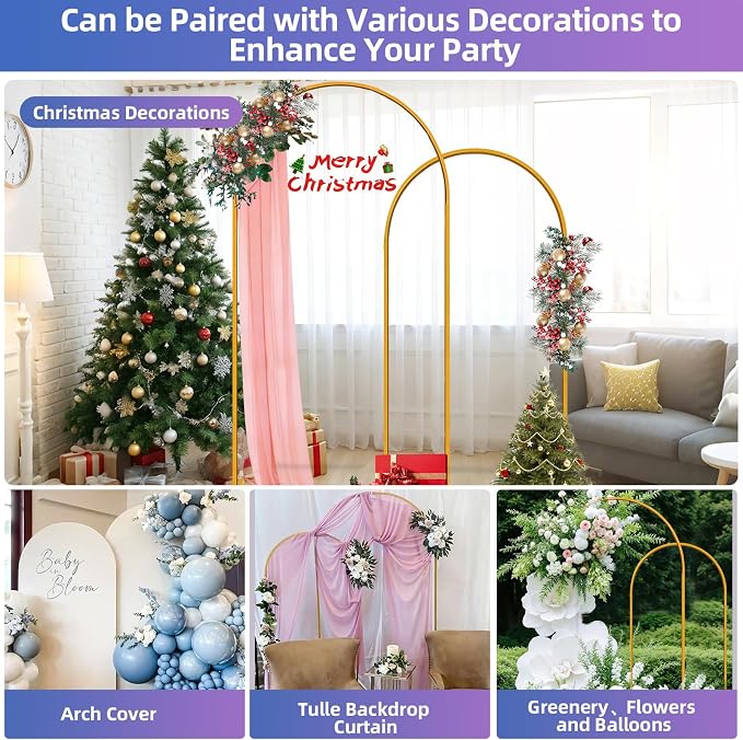 Hemmotop Metal Arch Backdrop Stand Set of 2, 7.2ft and 6ft | Pieces are Labeled - Image 5