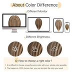 SEGO Human Hair Toppers for Women With Thinning Hair, 7 * 13CM Silk Base 100% Real Human Hair Clip in Top Wiglet Hairpieces /8 Inch No Bangs Medium Brown&Dark Blonde