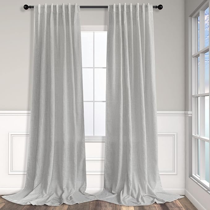 60 Inch Wide Curtains Gray for Boys Bedroom Teen Girls 90 Inches Long Linen - Image 2