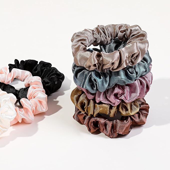 Satin, Silk Hair Ties Small Mini Scrunchy for Women Thick Hair Accessories Cute Soft No Slip Hair Elastics Ponytail Holder for Curly Hair No Damage Hairties Gift for Girls