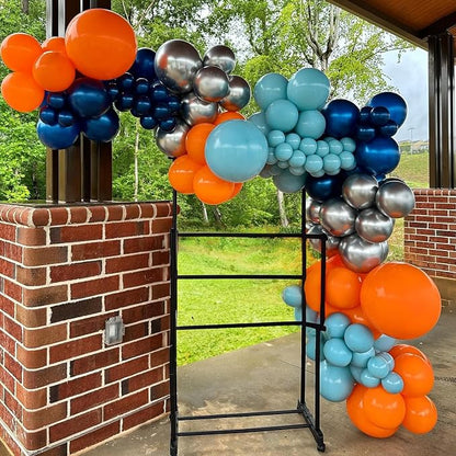 Blue Orange Balloons, 12 Inch Teal Navy Bule Balloons - Image 3