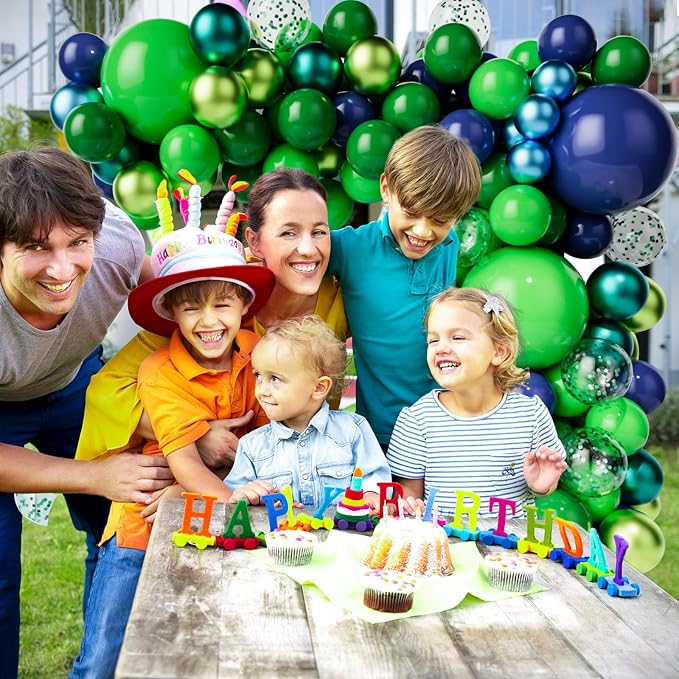 Green Dark Blue Balloon Garland Arch Kit, Dark Blue and Green Latex Balloons - Image 3