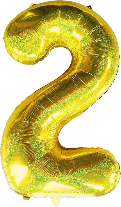 Jonhamwelbor 40 Inch Laser Gold Number 2 Balloon Foil Mylar Giant Balloon by Jonhamwelbor