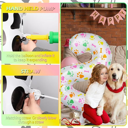 40 Inch Multi-color Dog Paw Balloons, Numeral 2 Birthday Balloons - Image 4