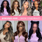 WOWANGEL 13x6 HD Lace Front Wigs Human Hair Body Wave Pre Plucked SKINLIKE 0.1mm Extremely Thin Real HD Lace Front Wigs 250% Density Glueless Human Hair Wigs for Women 16 Inch