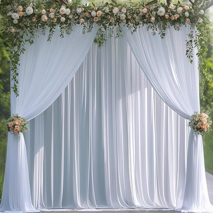 White Backdrop Curtain for Wedding Parties Backdrop Drapes 10x8FT | Wrinkle - Image 6