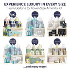 H2O Therapy Amenity & Accessory Kit | 0.85 oz Travel Size Shampoo, Conditioner, Lotion, Body Wash, Massage Bar, Cleansing Bar, Shave & Dental Sets, Make-Up Remover Wipes, & Vanity Kit | 15 sets/case