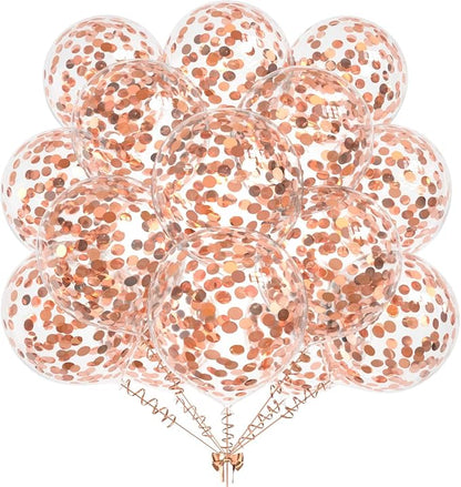 50pcs Rose Gold Foil Confetti Balloons, 12 inch Latex Balloon by KALOR