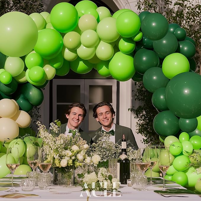 AULE Dark Green Balloon Arch Kit 155Pcs Macaron Yellow Balloons | Lime Green - Image 3