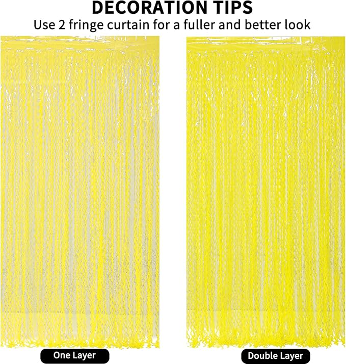 4 Pack Wavy Yellow Foil Curtain Backdrop -3.3 ft x 6.6 ft Gold Tinsel Backdrop - Image 6