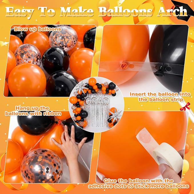 Capoda 148 Pcs Orange and Black Balloon Garland Arch Kit Spooky Party - Image 3