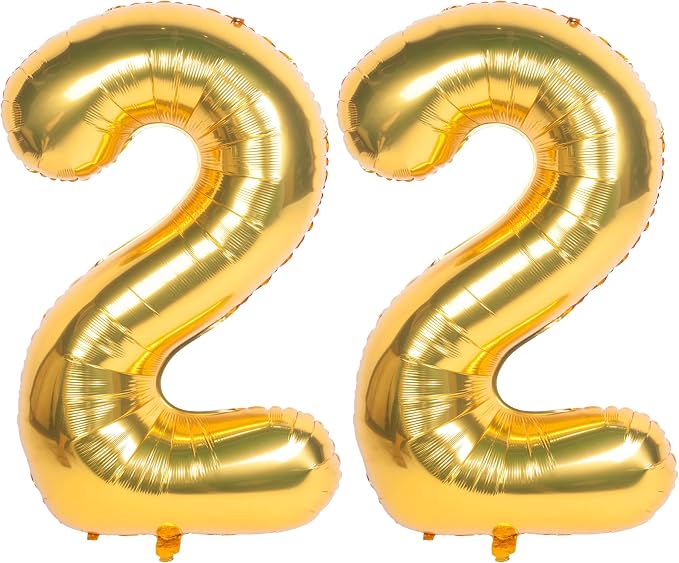 40 Inch gold Number Balloons 22 Helium Foil Mylar Balloon | Birthday Party by Exquisitehighqualitypartydecorationstomeetyoureveryneed%EF%BC%81