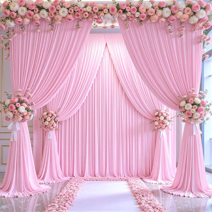 8 Panels Pink Backdrop Curtains - Image 5