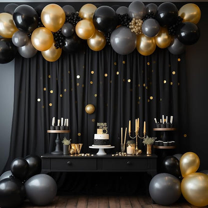 Black Backdrop Curtain for Wedding Parties Backdrop Drapes 10x8FT | Wrinkle - Image 4