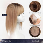 starluck Hair Toppers for Women with Bangs, 5"*5.5"Large Coverage Ombre Ash Blonde 100% Real Human Hair Toppers for Women with ThinningHair,Cover Gray HairRoots