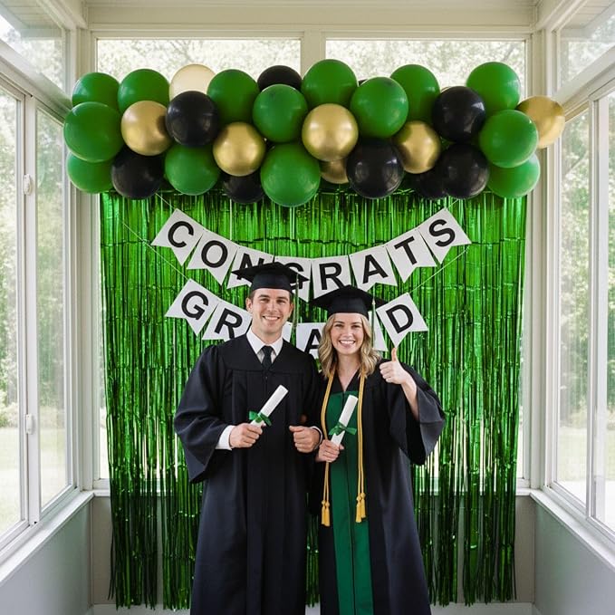 Matte Green Foil Fringe Curtain Backdrop Party Decorations 4PCS | 6.6×3.3 ft - Image 9