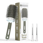 Round Brush for Blow Drying, 53mm / 2.1 Inch Large Barrel with 2 Clips – Nano Ionic Thermal Ceramic Round Hair Brush for Volume, Big Curls & Smooth Styling Heat Resistant Nylon Bristles