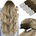 YoungSee Tape in Extensions Human Hair Balayage Brown Tape in Hair Extension Real Human Hair Brown Ombre Blonde Tape-in Human Hair Extension 14In Seamless Tape-in Hair Extension Human Hair 20pcs 50g
