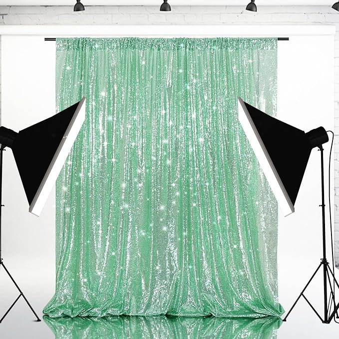Eternal Beauty Mint Green 3mm Sequin Backdrop 8x8 Ft - Image 2