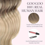 GOO GOO Tape in Hair Extensions Human Hair, 9/18J/60 Chocolate Brown to Champagne Blonde Balayage, 18inch 50g 20pcs, Skin Weft Seamless Invisible, Silky Straight with Thick Ends, Remy Human Hair