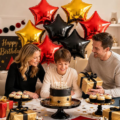 Red Black Star Balloons, 18 Inches Star Foil Balloons - Image 7