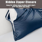 TELUS Body Cooling Pillow Cases Cover, Bamboo Rayon Pillowcases with Zipper Closure, Cool and Breathable Pillow Case for Hot Sleepers and Night Sweats, 20x54 inches, Navy Blue
