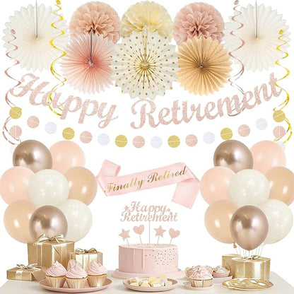 Vlipoeasn Champagne Gold Beige Retirement Decorations by Vlipoeasn