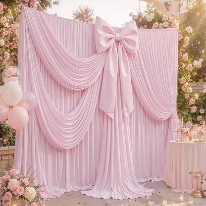 50x12 ft Light Pink Backdrop Curtains - Image 8