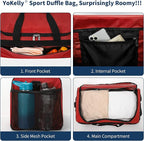 Gym Bag 20 inch Sport Duffle Bag for Men - 40L Weekender Duffel Bag for Travel - Red