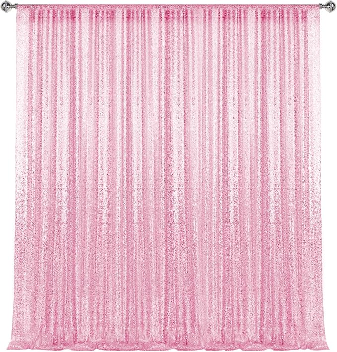 4×8FT Pink Sequin Backdrop Curtain, Photography Backdrop Glitter Curtains - Image 8