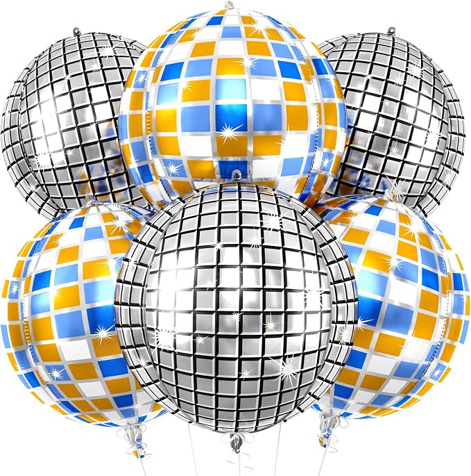 6pcs 22 Inch Silver Disco Ball Balloons by Paready