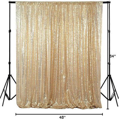 ShinyBeauty Photobooth Backdrop 4FTx7FT Light Gold Sequin Fabric | Photo - Image 6