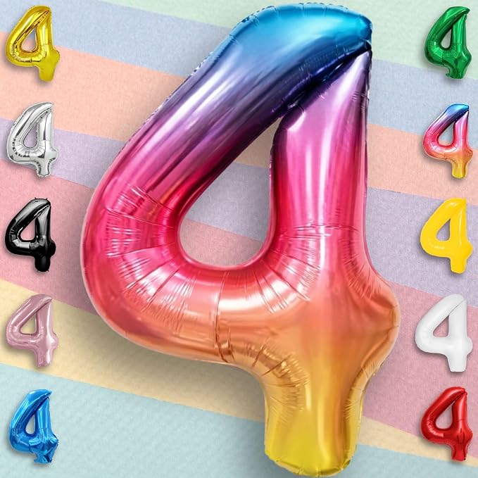 Rainbow Number Balloons 4 Mylar Foil 40 Inch - Image 5