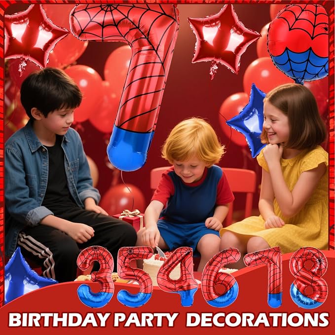 40 Inch Spider Theme Number Balloon, Number Block Foil Number 7 Balloons Large - Image 5