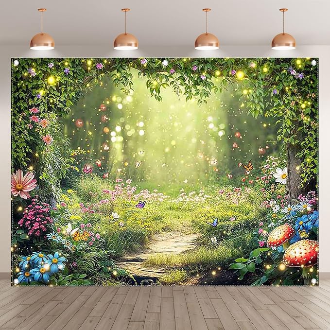 8x6ft Enchanted Forest Photography Backdrop Fairy Garden Banner | Fairytale - Image 2