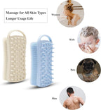 2 PC Silicone Body Scrubber, 2 in 1 Exfoliating Shower Bath Scrubber, Soft Silicone Loofah for Sensitive Skin, Shower Hair Scalp Massager, Easy to Clean, Lather Well (Grey&Blue)