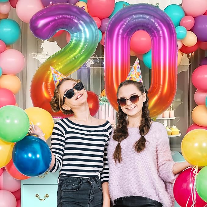 Rainbow Number 0 Balloon 40 Inch, Big Large Foil Number Balloons, Gradient - Image 5