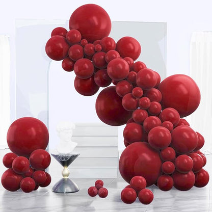 PartyWoo Burgundy Balloons 140pcs Dark Chestnut Red Maroon Color | 18 12 10 5 by PartyWoo