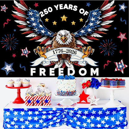 Red Blue 250 Years America Backdrop Banner Photography Background - Image 3