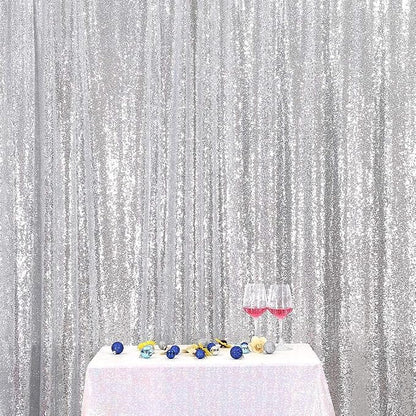 Poise3EHome 8FT x 8FT Silver Sequin Photography Backdrop Curtain by Poise3EHome