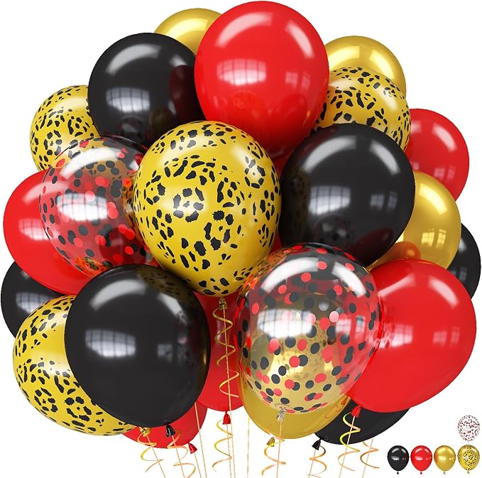 Red Black Cheetah Balloons by TAOYE