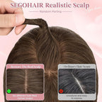 Real Human Hair Toppers for Women 3.54"*4.72" Silky Base 150% Density No Bangs Adjustable Parting Clip-In Topper Hairpieces for Women with Thinning Hair 16 Inches Natural Brown