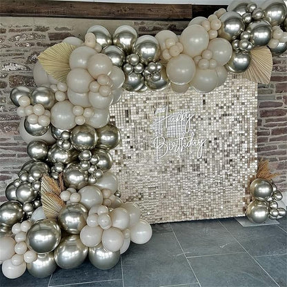 Champagne Gold and White Balloons, Neutral Ivory White Gold Balloons - Image 9