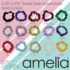 Amelia Beauty, Red Satin Small Scrunchies, 12-Pack – No Damage Hair Ties for Women, Gentle & Durable Hair Accessories, 2.5in x 0.5in