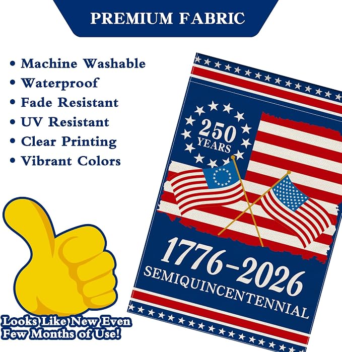 250th Anniversary America Garden Flag, 250 Years Banner USA 4th of July - Image 7