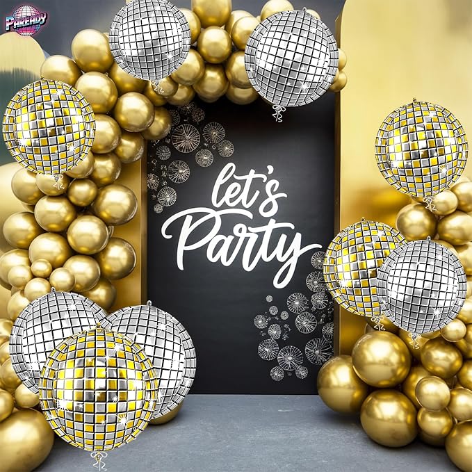 6pcs 22 Inch Gold and Silver Disco Ball Balloons - Image 5