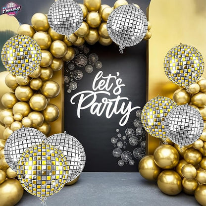 6pcs 22 Inch Gold and Silver Disco Ball Balloons - Image 5